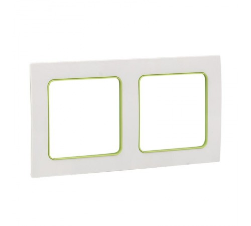 Стокгольм Рамка 2-местная белая с линией цвета зеленый PROxima  EXM-G-303-20  EKF