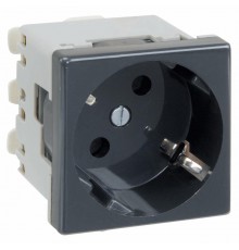 Simon Connect Розетка с/з 2P+E, модуль К45, безвинтовой зажим,16А, 250В, графит  K11-14  Simon