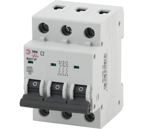 Выключатель автоматический трехполюсный Pro NO-900-36 ВА47-29 3P 2А кривая C  Б0031768  ЭРА