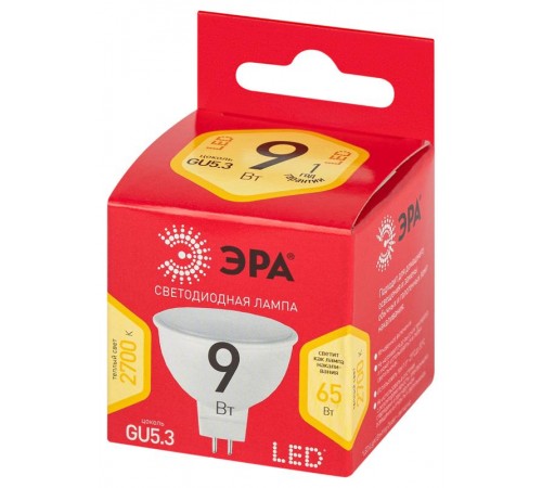 Лампа светодиодная RED LINE LED LED MR16-9W-827-GU5.3 R 9 Вт софит теплый белый свет  Б0054239  ЭРА