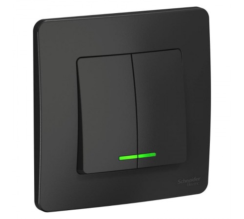 Blanca Антрацит С/У Выключатель 2-клавишный с подсветкой, 10А, 250B  BLNVS010516  SE
