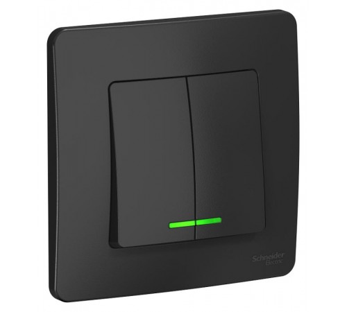 Blanca Антрацит С/У Выключатель 2-клавишный с подсветкой, 10А, 250B  BLNVS010516  SE