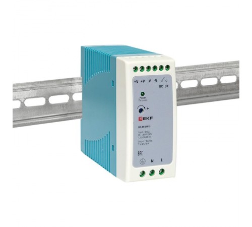 Блок питания на дин рейку 40Вт,Uвх ~ 240 В AC m, Uвых - 5 В DC постоянного тока DR-M-40W-5 EKF
