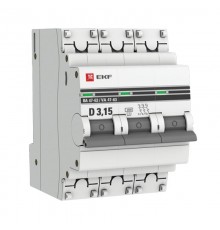 Выключатель автоматический трехполюсный ВА 47-63 3,15А D 4,5кА PROxima  mcb4763-3-3.15D-pro  EKF (замена - M63433T15)