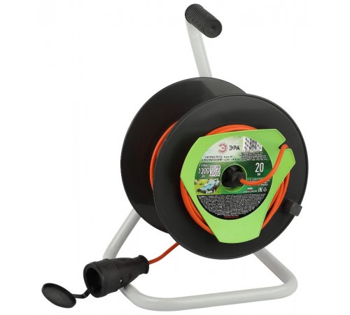 Удлинитель силовой  RP-1-2x0.75-20m на пластиковой катушке без заземления 1 розетка 20м ПВС 2х0,75мм2   Б0059767  ЭРА