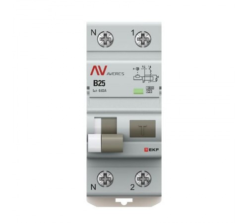Дифференциальный автомат (УЗО) DVA-10 1P+N 25А (B) 30мА (A) 10кА  AVERES rcbo10-1pn-25B-30-a-av EKF