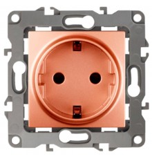 Розетка 12-2102-14 с заземлением со шторками, 16АХ-250В,  медь  Б0019325  ЭРА