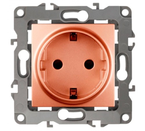 Розетка 12-2102-14 с заземлением со шторками, 16АХ-250В,  медь  Б0019325  ЭРА