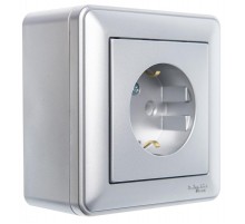 W59 Матовый хром Коробка 1-ая подъемная для наружного монтажа с рамкой  KP-152-58  SE