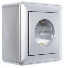 W59 Матовый хром Коробка 1-ая подъемная для наружного монтажа с рамкой  KP-152-58  SE