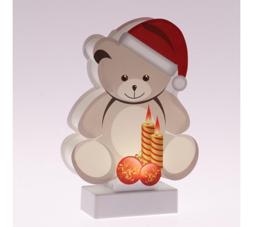 Новогодний декоративный светильник Мишка  EGNDS-07   холодный белый диодов , h 24 см, 3*АА, IP20  Б0051931  ЭРА