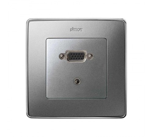 Simon 82 Накладка для коннектора VGA HD15, "мама" + мини-джек 3,5 мм, S82 Detail, алюминий  8200091-093  Simon