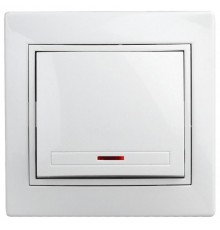 Выключатель Intro Plano 1-102-01 одноклавишный с подсветкой, 10А-250В, IP20, СУ, белый  Б0053729  Intro