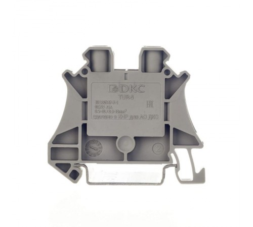 Клемма проходная, винтовой зажим, 2 точки подключения, 6 кв.мм, серая  TUR-6  DKC