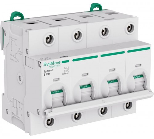 Systeme9 Автоматический выключатель (АВ) 27мм B 100A 4P 10 kA 400В  S9H31491  SE