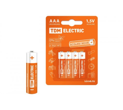 Элементы питания LR03 AAA Alkaline 1,5V BP-4   SQ1702-0006  TDM