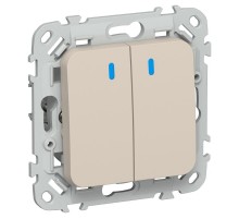 FLITE Переключатель 2-клавишный с индикацией 10А ВС62-1-1-ФлЛ льняной  FI-V22-1-10-1-K88  IEK