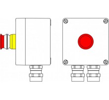 Ex пост управления из алюминия; 1Ex d e IIC T6 Gb X / Ex tb IIIB T80°CDb X / IP66; Аварийная кнопка красная, 1NC/1NO -1 шт.; C: ввод D5,5-13ммпод брон