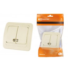 Выключатель 2-кл. с подсветкой 10А сл. кость "Валдай"  SQ1804-0106  TDM