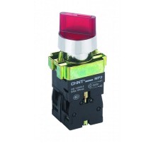 Переключатель NP2-BK12365, 2 положения с фиксацией 1НО+1НЗ, зелёная AC230В (LED) IP40  575496  CHINT