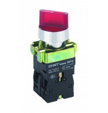 Переключателя NP2-BK13465, 3 положения с фиксацией 1НО+1НЗ, красная AC230В (LED) IP40  575500  CHINT