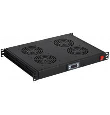 Модуль вентил. 1U с цифр. термостатом 4 вент. черный  FM05-1U4TS-R  ITK