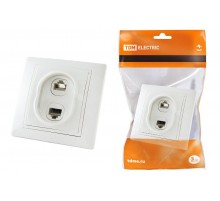 Розетка телефонная RJ11 + компьютерная RJ45 белая "Таймыр"   SQ1814-0023  TDM