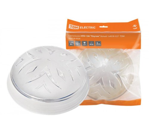 Светильник под лампу НПО 106 "Плутон" 1х40Вт ЛН/КЛЛ/LED Е27 белый  SQ0328-0028  TDM