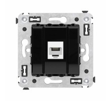 Телефонная розетка RJ-12 без шторки в стену одинарная, "Avanti", "Черный квадрат"  4402613  DKC