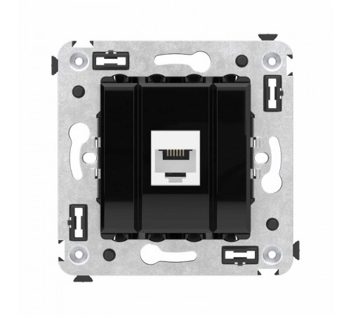 Телефонная розетка RJ-12 без шторки в стену одинарная, "Avanti", "Черный квадрат"  4402613  DKC