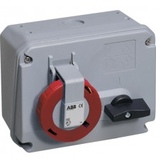 Розетка с выключателем и механической блокировкой 332MHS3W, 32A, 3P+E, IP67, 3ч  2CMA167853R1000  ABB