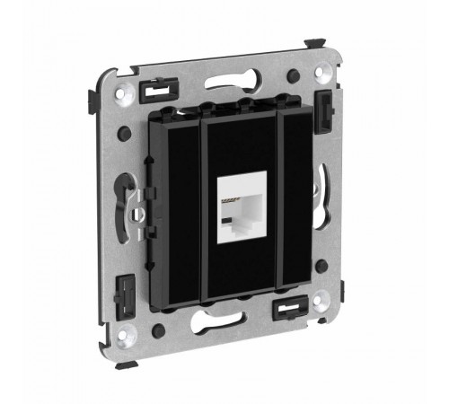 Телефонная розетка RJ-12 без шторки в стену одинарная, "Avanti", "Черный квадрат"  4402613  DKC