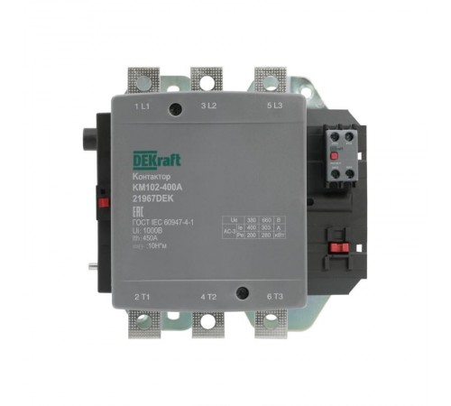 Контактор 400А 220В_АС АС3_ АС4 1НО+1НЗ КМ-102  21967DEK  DEKraft