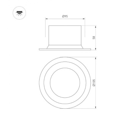 Светильник MS-DROP-BUILT-R105-14W Warm3000 (WH, 85 deg, 230V) (Arlight, IP54 Металл, 5 лет)  041462  Arlight  