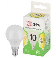 Лампа светодиодная  GREEN LINE LED P45-10W-830-E14 GL E14 10 Вт шар теплый свет  Б0067065  ЭРА