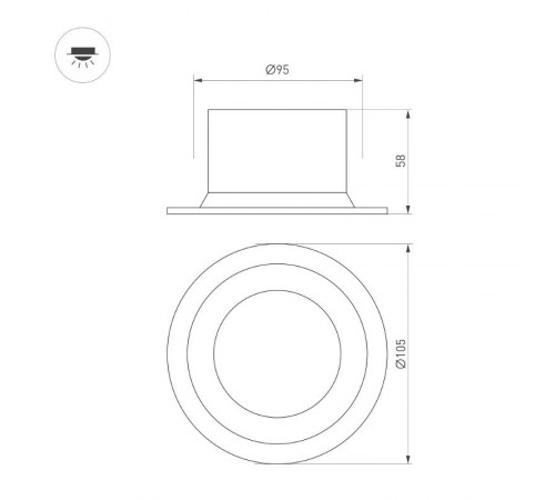 Светильник MS-DROP-BUILT-R105-14W Warm3000 (WH, 85 deg, 230V) (Arlight, IP54 Металл, 5 лет)  041462  Arlight  
