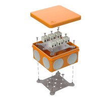 Коробка огнестойкая для о/п двухкомпонентная 60-0300-FR2.5-12 Е15-Е120 100х100х50 IP66  12p, 2.5 мм.кв. 60-0300-FR2.5-12  Промрукав
