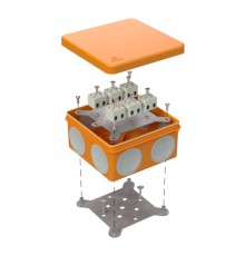 Коробка огнестойкая для о/п двухкомпонентная 60-0300-FR2.5-12 Е15-Е120 100х100х50 IP66  12p, 2.5 мм.кв. 60-0300-FR2.5-12  Промрукав