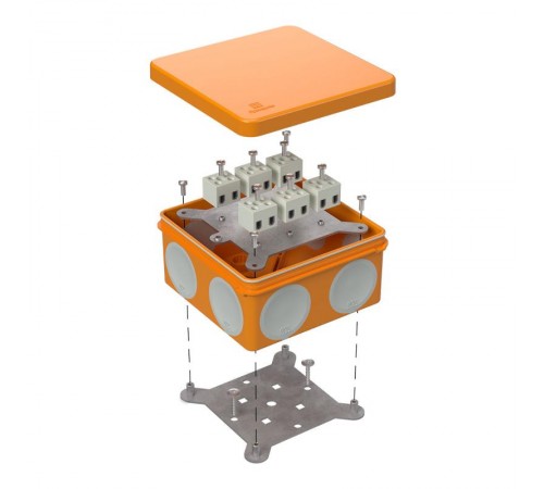 Коробка огнестойкая для о/п двухкомпонентная 60-0300-FR2.5-12 Е15-Е120 100х100х50 IP66  12p, 2.5 мм.кв. 60-0300-FR2.5-12  Промрукав