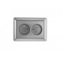 W59 Матовый хром Розетка 2-ая без заземления (в сборе)  RS16-254-58  SE