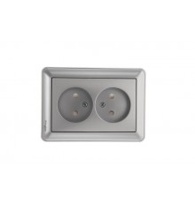 W59 Матовый хром Розетка 2-ая без заземления (в сборе)  RS16-254-58  SE