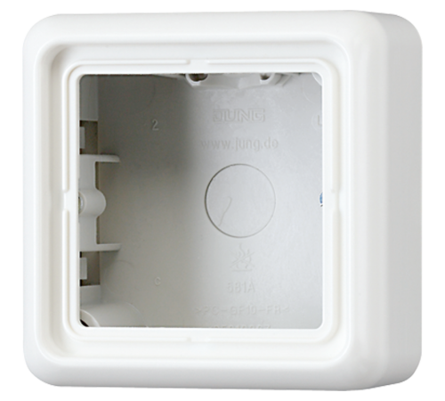 Коробка накладная  с рамкой, 1-кратная, белая  CD581AWW  Jung