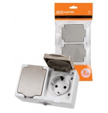 Розетка двойная 2П+3 (горизонтальная) открытой установки IP54 16А "Вуокса"   SQ1803-0008  TDM