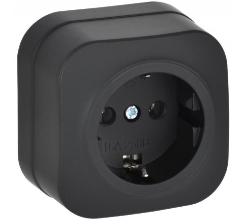 GLORY Розетка с з/к без з/ш о/у 16А РС20-3-ХЧм черный матовый  ERH11-K02M-16  IEK