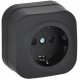 GLORY Розетка с з/к без з/ш о/у 16А РС20-3-ХЧм черный матовый  ERH11-K02M-16  IEK