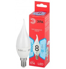Лампа светодиодная LED BXS-8W-840-E14 R (диод, свеча на ветру, 8Вт, нейтр, E14)  Б0051848  ЭРА
