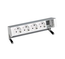 Simon S400 Настольный розеточный блок, 4х2P+E, 1 пустой модуль, алюминий, Simon 400  42504000-133  Simon