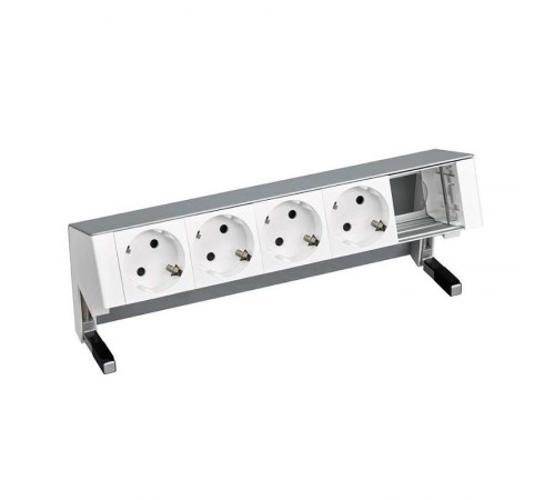 Simon S400 Настольный розеточный блок, 4х2P+E, 1 пустой модуль, алюминий, Simon 400  42504000-133  Simon