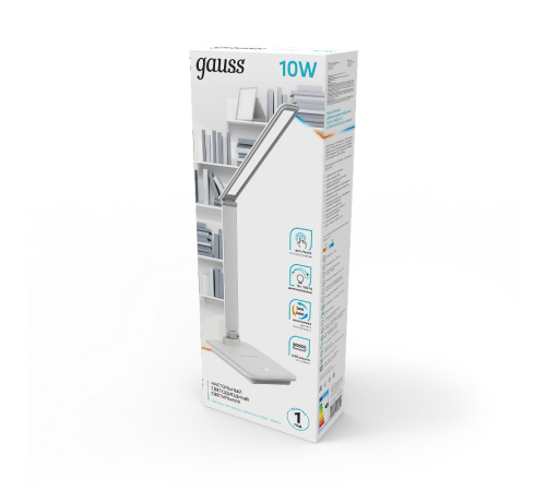 Светильник настольный GTL202 10W 550lm 3000-6000K 170-265V белый диммируемый USB LED 1/8/32  GT2021  Gauss