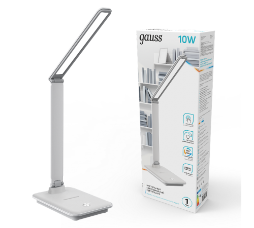 Светильник настольный GTL202 10W 550lm 3000-6000K 170-265V белый диммируемый USB LED 1/8/32  GT2021  Gauss